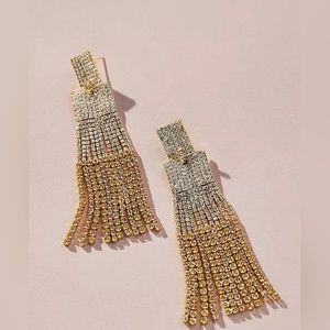 Anthropologie Crystal Fringe Drop Earrings NWT